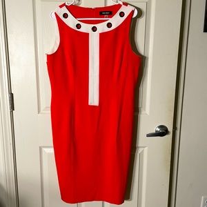 Nine West Coral & White Plus Size Sheath Dress Sz 14